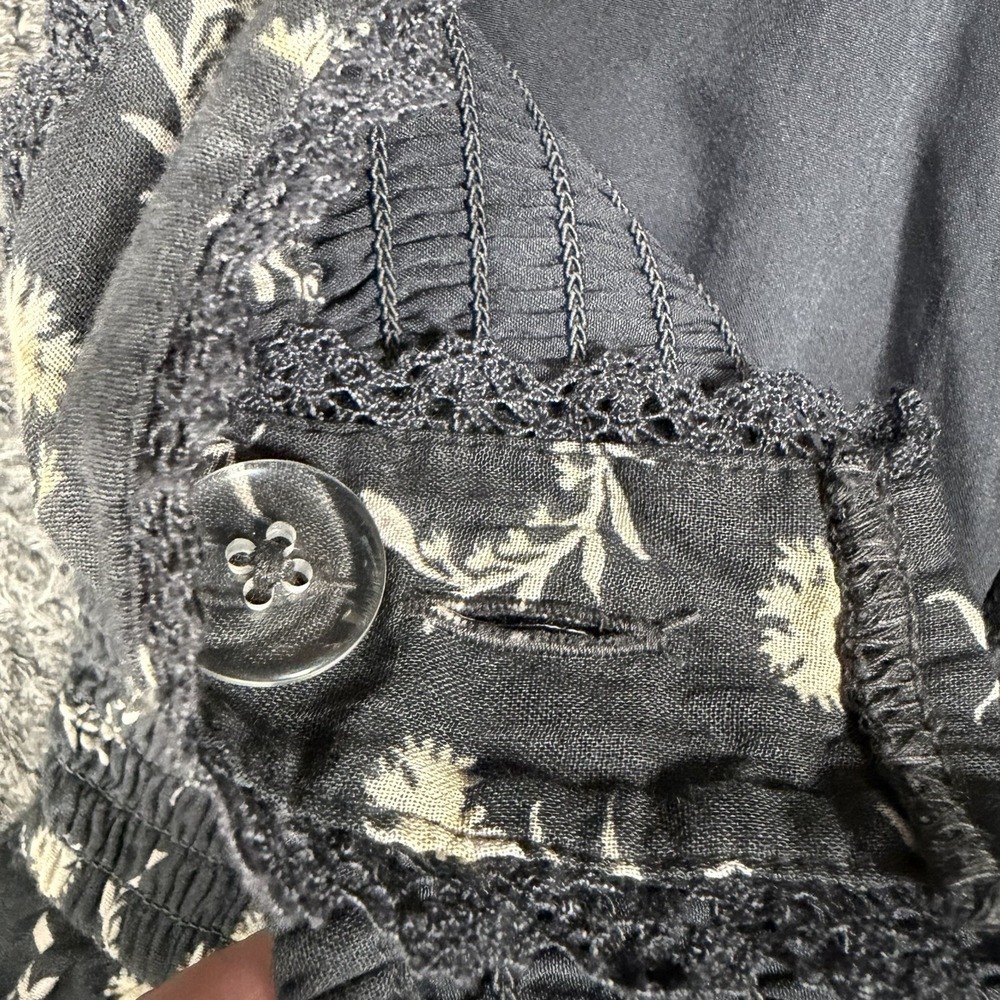 American Eagle Corset Tiered Midi Dress Women Large Gray Floral Milkmaid Cottage - Picture 12 of 13